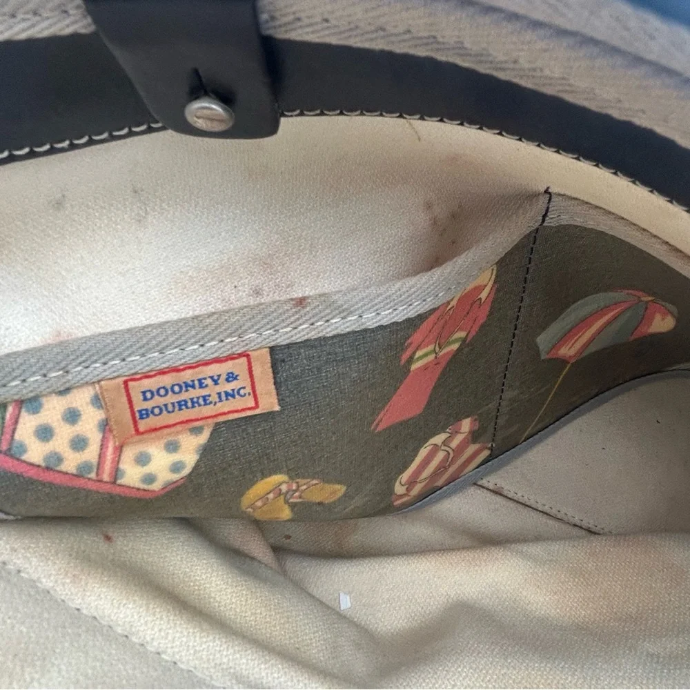 Dooney & Bourke Y2K Vintage Miami Beach Print Tassel Shoulder Satchel Bag Purse